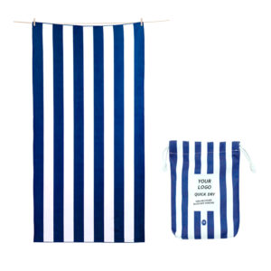 Custom RPET microfiber striped beach towel for beach, pool, and travel use (1)