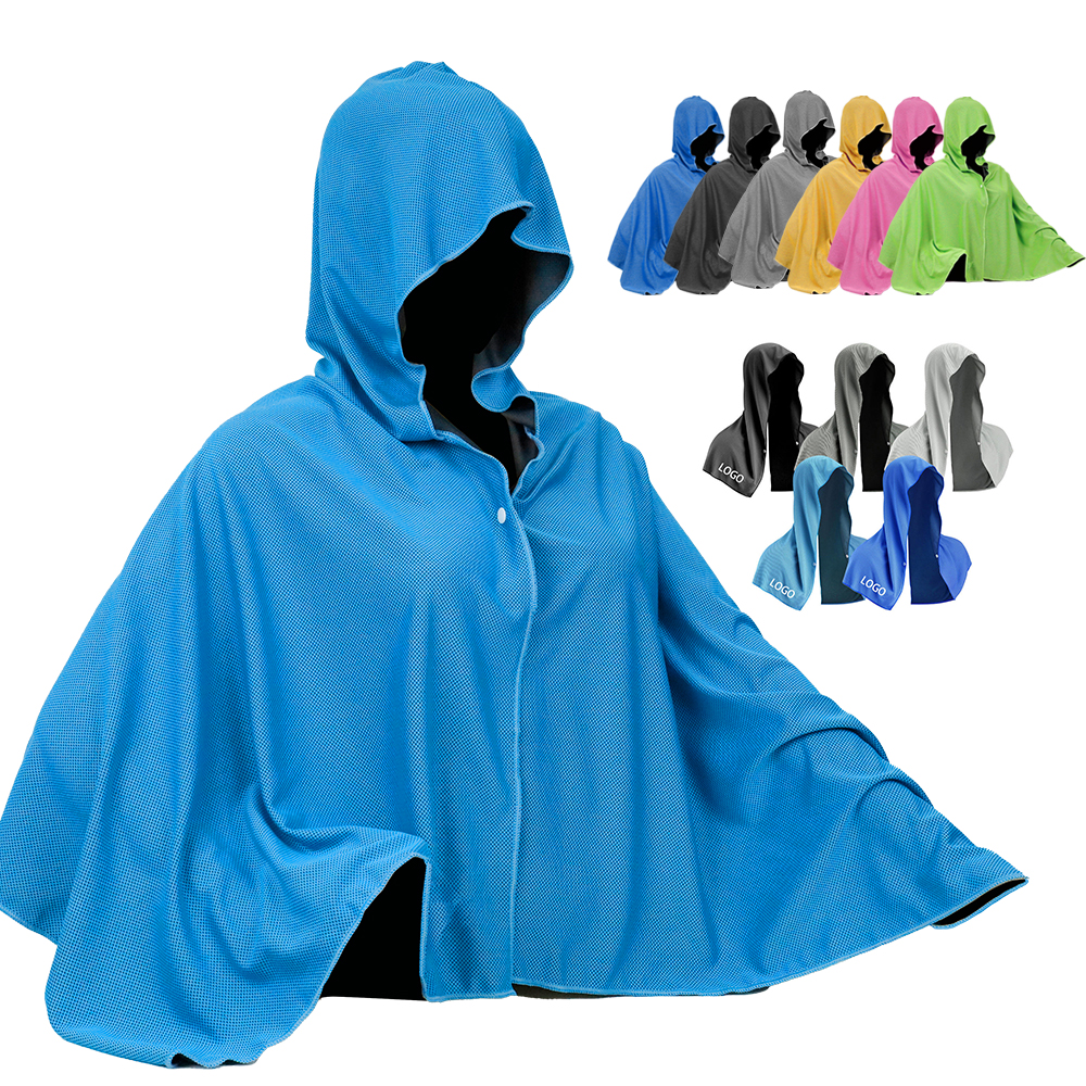 Nolderll Ice-Cooling Microfiber Poncho Towel - UPF 50+ Sun Protection Hooded Wrap for Beach & Hiking