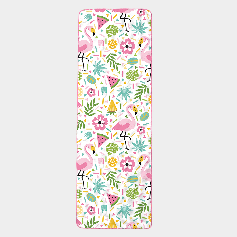 Nolderll Non-Slip Flamingo Microfiber Yoga Towel - Quick-Dry Absorbent Mat Cover with Silicone Dots