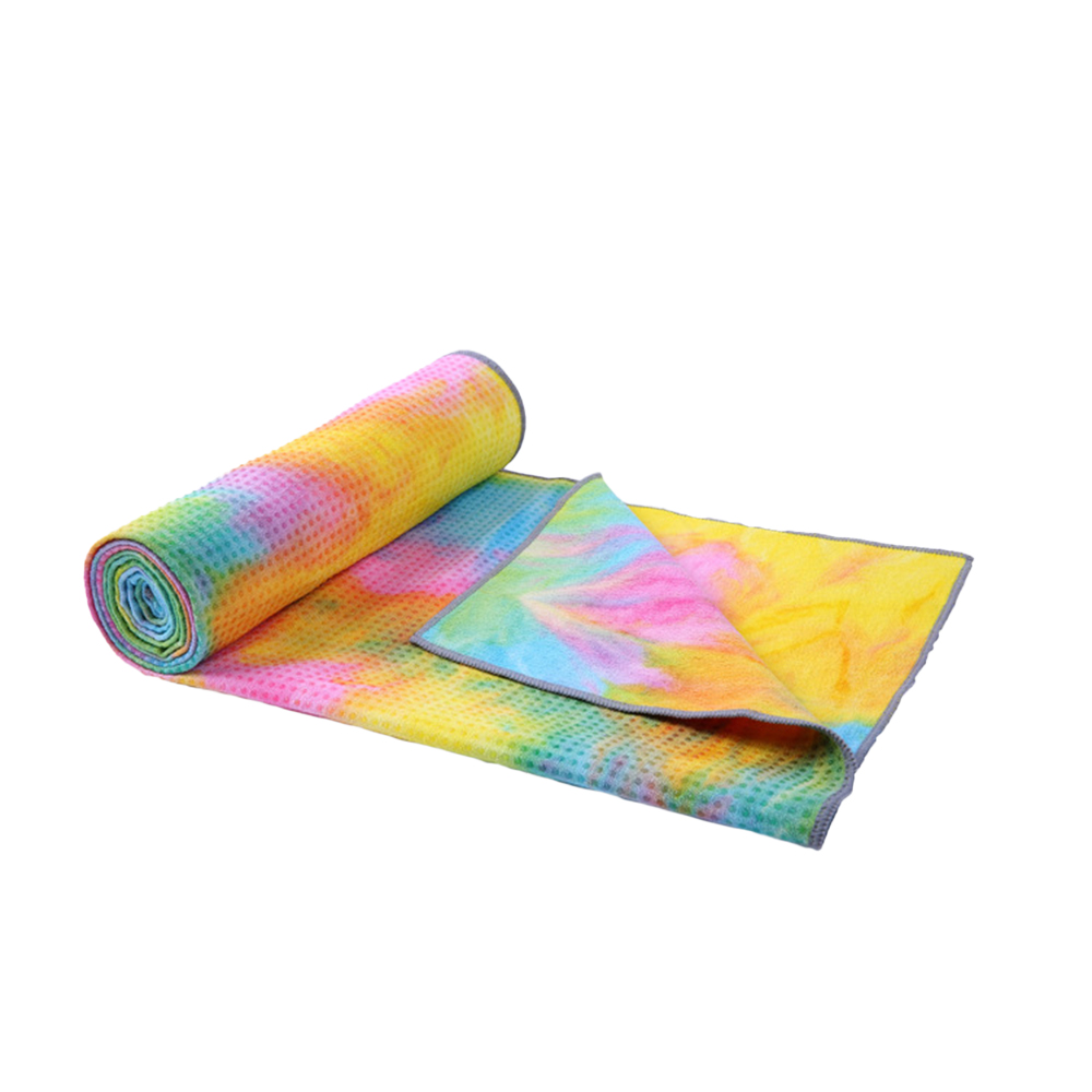 Nolderll Vibrant Rainbow Tie-Dye Microfiber Yoga Towel - Breathable Quick-Dry Yoga Mat Overlay