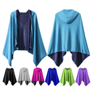 Nolderll Versatile Multi-Color Cooling Towel Poncho - Front & Back View Hooded Microfiber Swim Parka