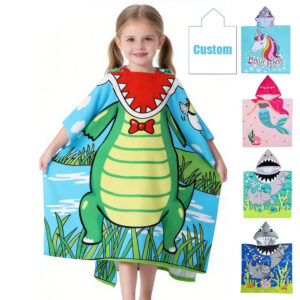 Nolderll Playful Crocodile Animal Hooded Kids' Towel Poncho - Quick-Dry Microfiber Swim Wrap for Toddlers