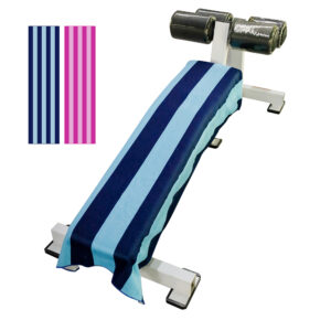 Nolderll Full-Coverage Striped Gym Bench Towel - Stay-in-Place Microfiber Workout Towel