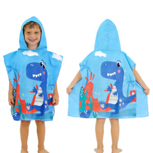 Nolderll Adventurous Dinosaur Volcano Kids' Beach Poncho - Ultra-Soft Microfiber Hooded Swim Cover-Up